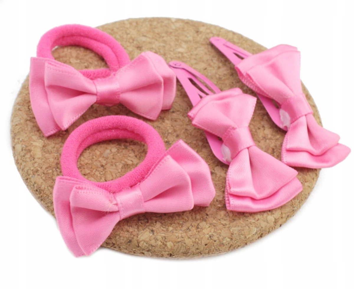 Roze Haarclips met Strikjes - Set van 4 Stuks