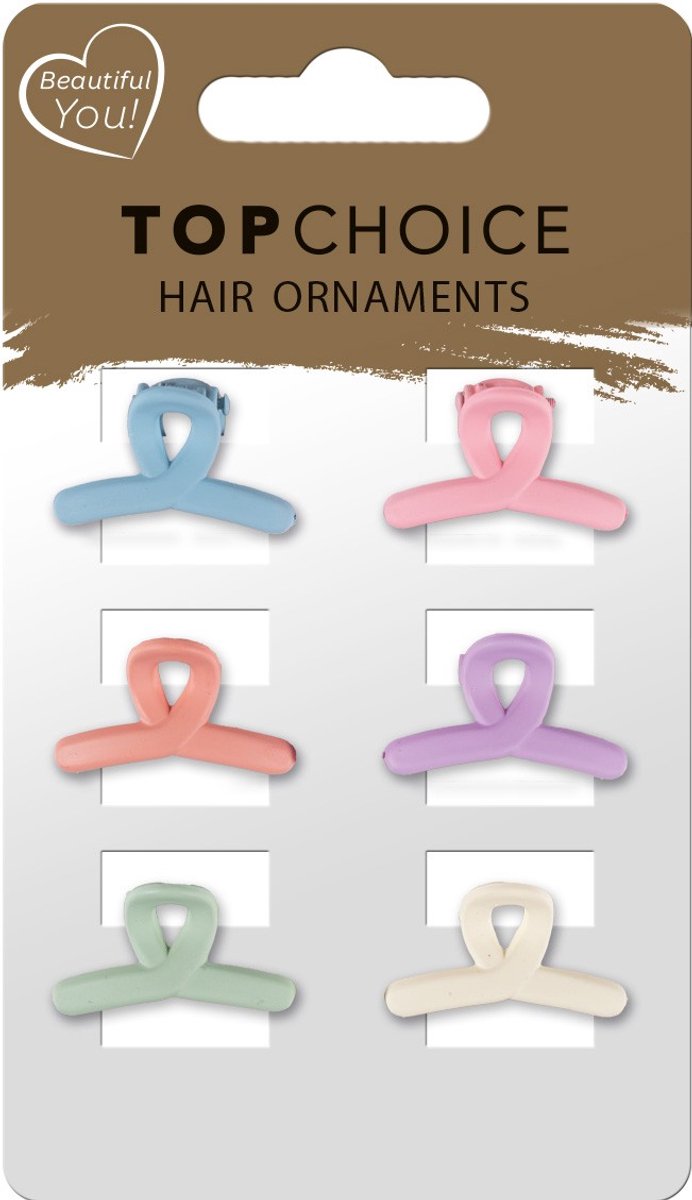 Top Choice Kleine Kleurrijke Haarclips 6 Stuks