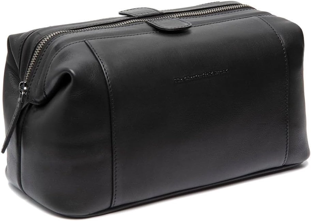 Toilettas 28x14,5 cm - zwart leer - elegant design - ideaal voor op reis - ShopVlot