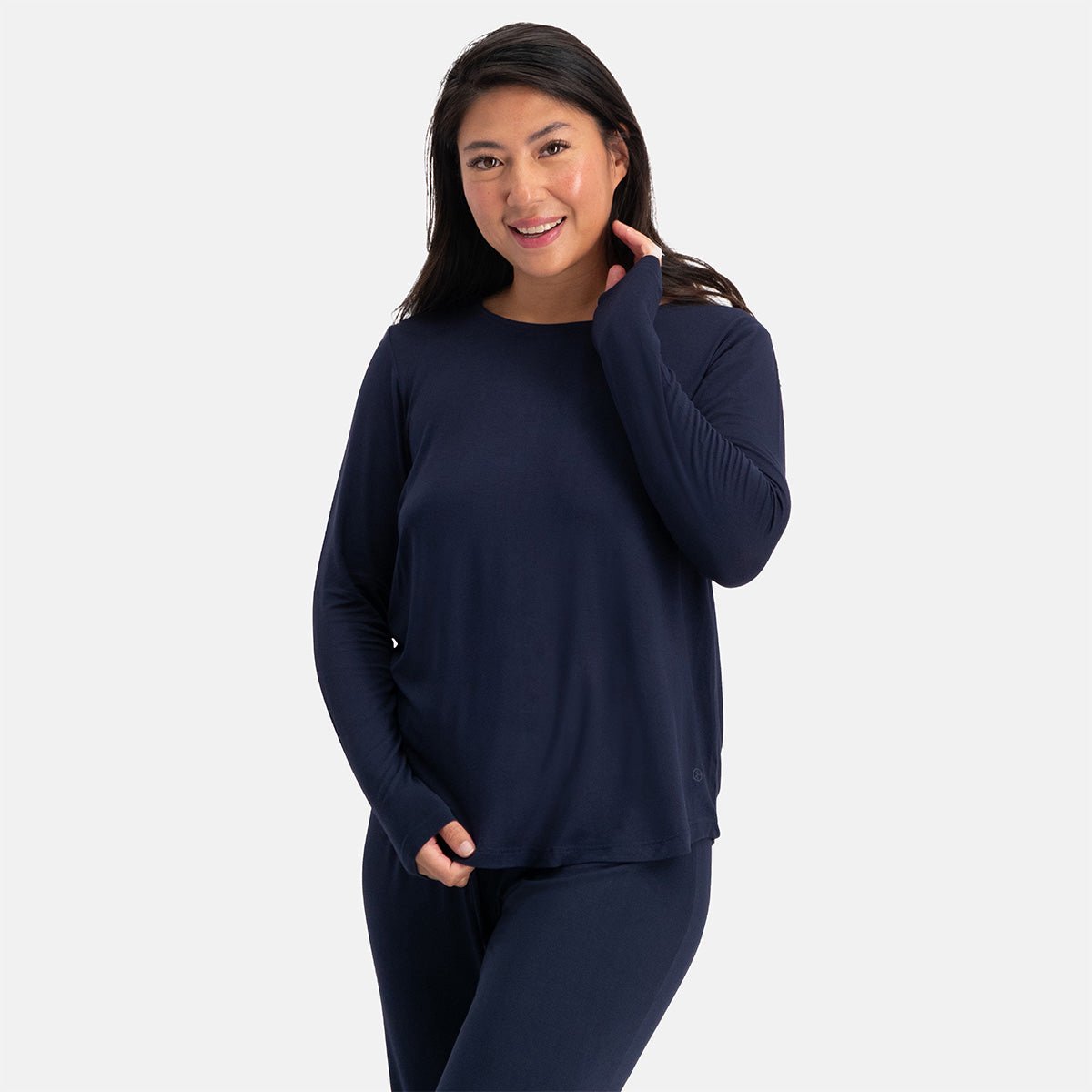 Bamboo Basics Pyjama Set Dames Lange Mouw Nina - Navy Pyjamaset - Pyjama Bamboe - Pyjamaset Dames Volwassenen