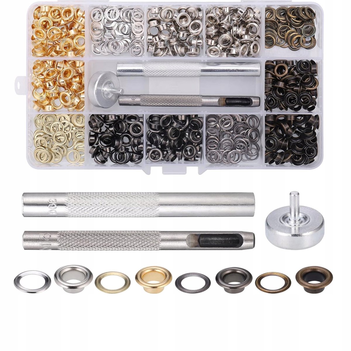 400x Oogjes 5mm met Gereedschap voor Zeilen, Kleding, Leer - Merkloos