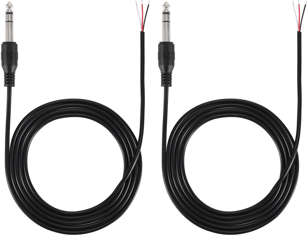 Audio kabel 1.5m - 6.35mm TRS stereo male plug - Bare wire aansluiting - Perfect voor reparatie - ShopVlot