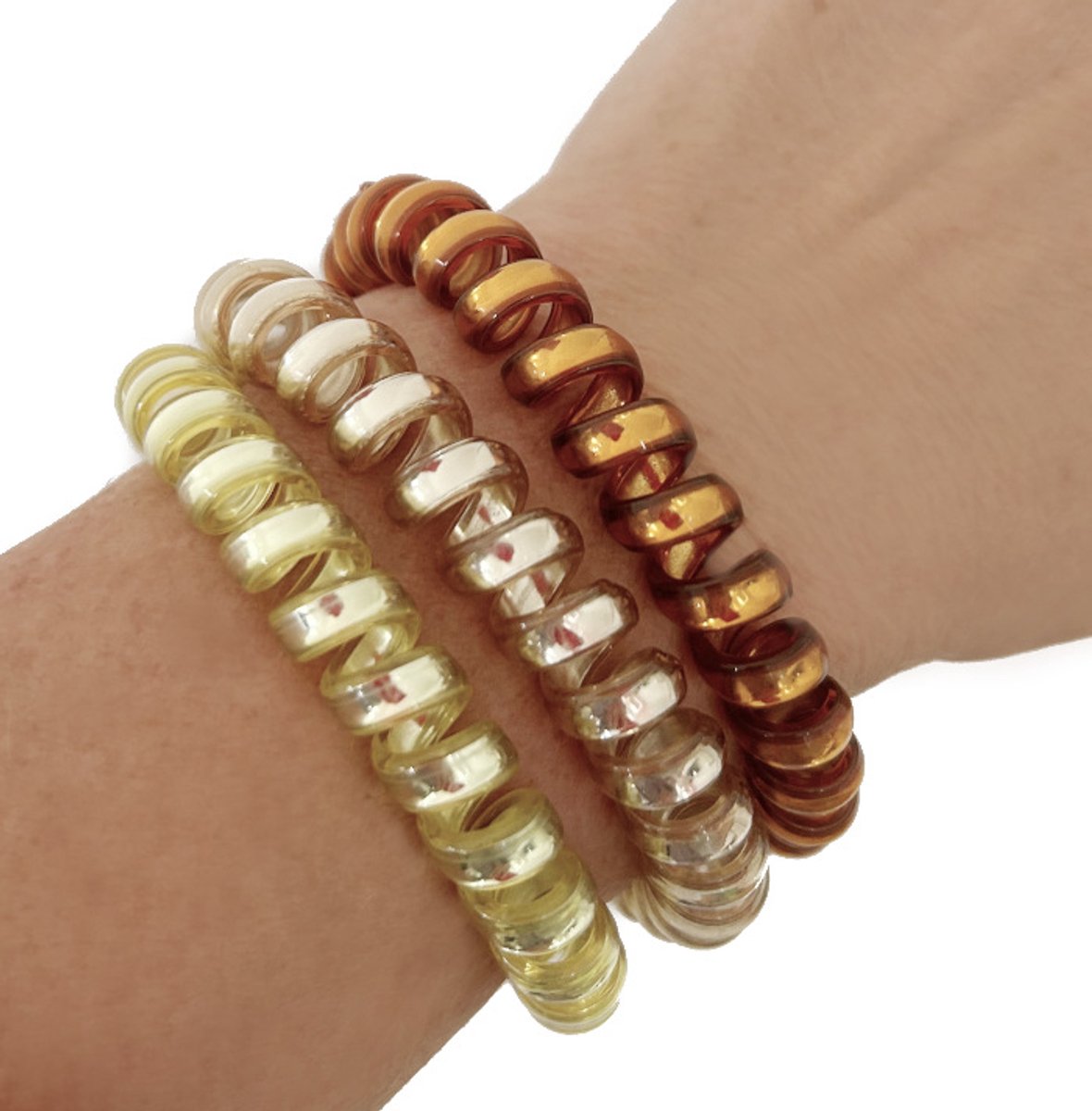 Grote siliconen haarbandjes set - 3 stuks goud mix