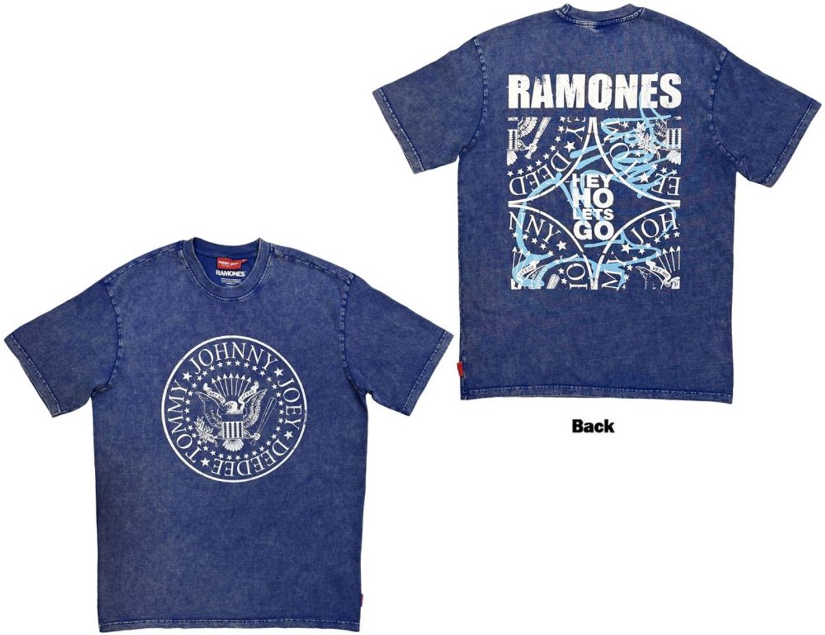 Ramones - Unplugged Presidential Seal Wash Unisex Tshirt - S - Blauw