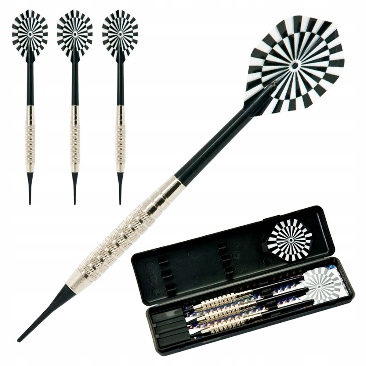 Set van 3 Softip Dartpijlen, 18g, Nikkel Messing