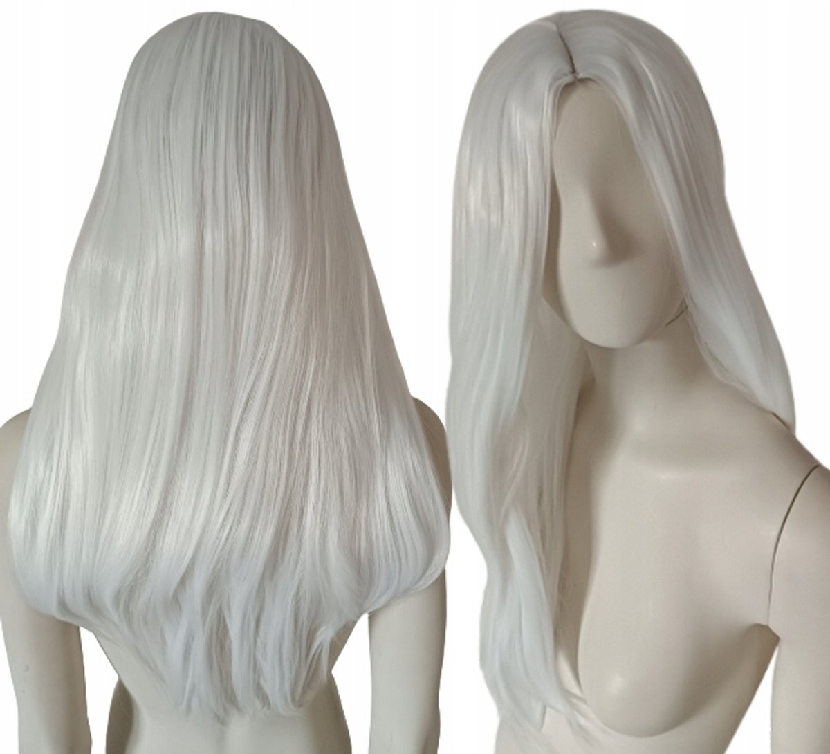 Lange witte pruik zonder pony, hittebestendig, dicht, voor styling