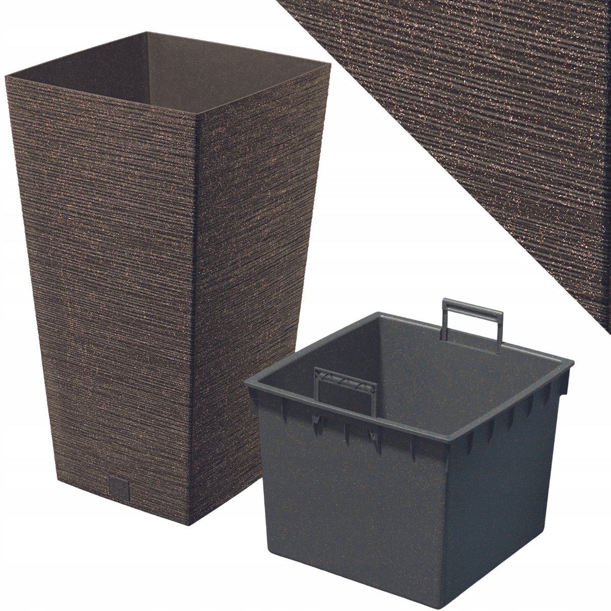 Hoge Vierkante Pot 66 cm - Natuurlijk Hout Design - Merkloos