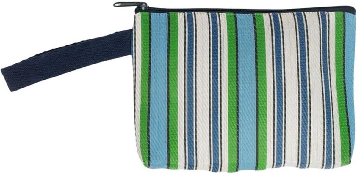 Strandtas 24 x 15 cm - Multistripes - Gemaakt van gerecycled plastic - Waterproof en ideaal voor de zomer - ShopVlot