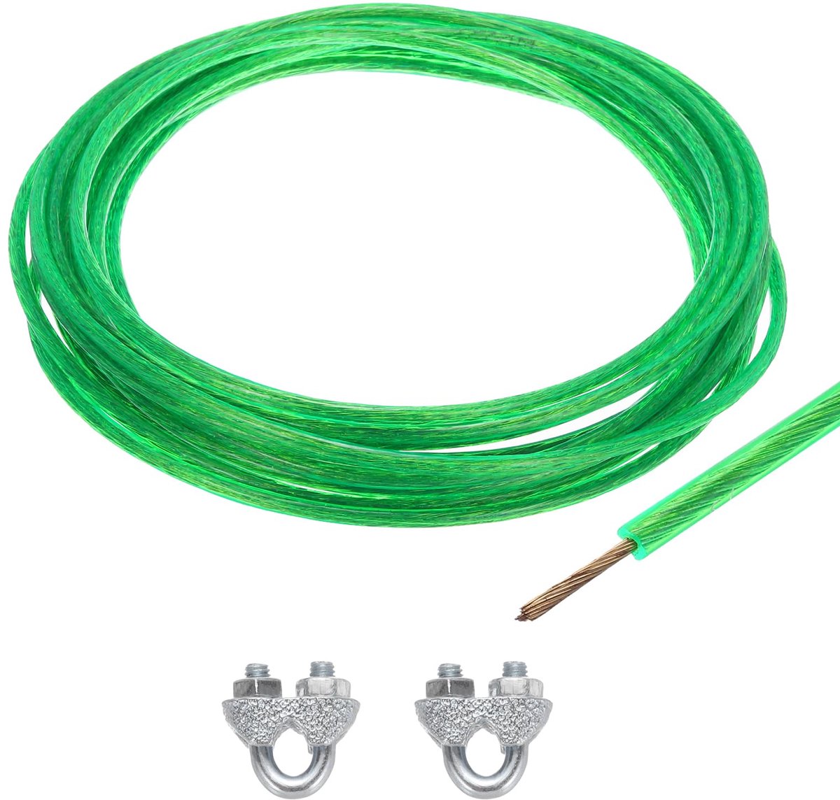 Staalkabel 4 mm - groene vinyl-gecoat - met 2 M5 lushulzen - ideaal voor leuningen ophangen - ShopVlot