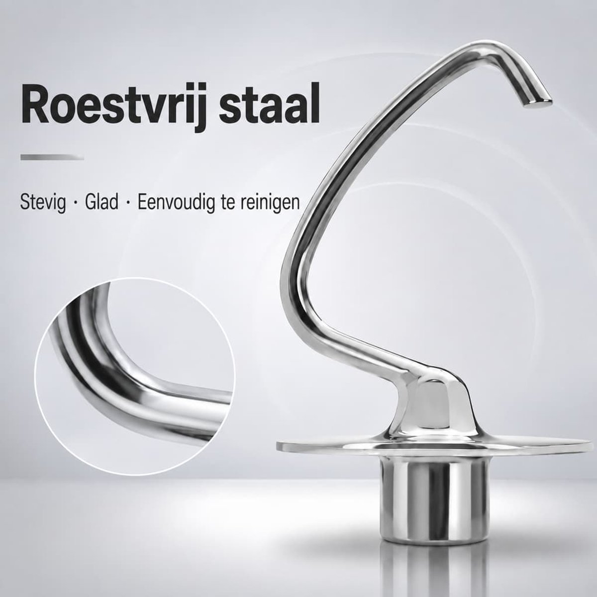 Voor Kitchenaid dove haak roestvrij staal, deeghaak voor 4,5-5 qt Kipp Head Kitchen Machine, roestvrijstalen deegbevestiging, vaatwasser-safe thumbnail 6