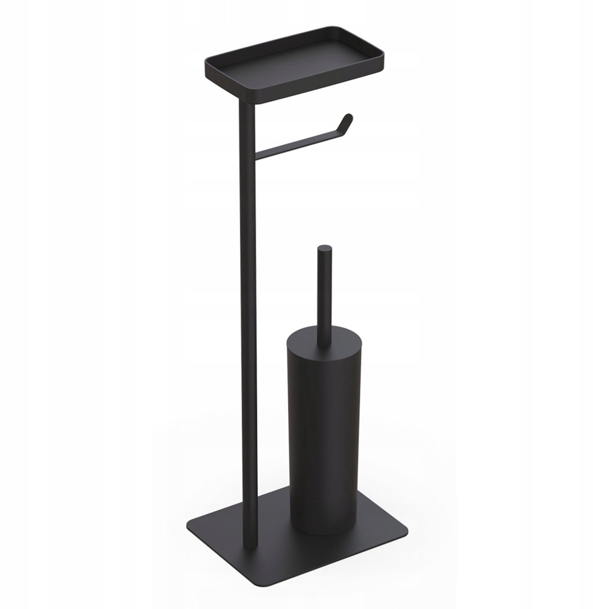 AWD Interieur Toiletrolhouder met Plank & WC Borstel - Mat Zwart