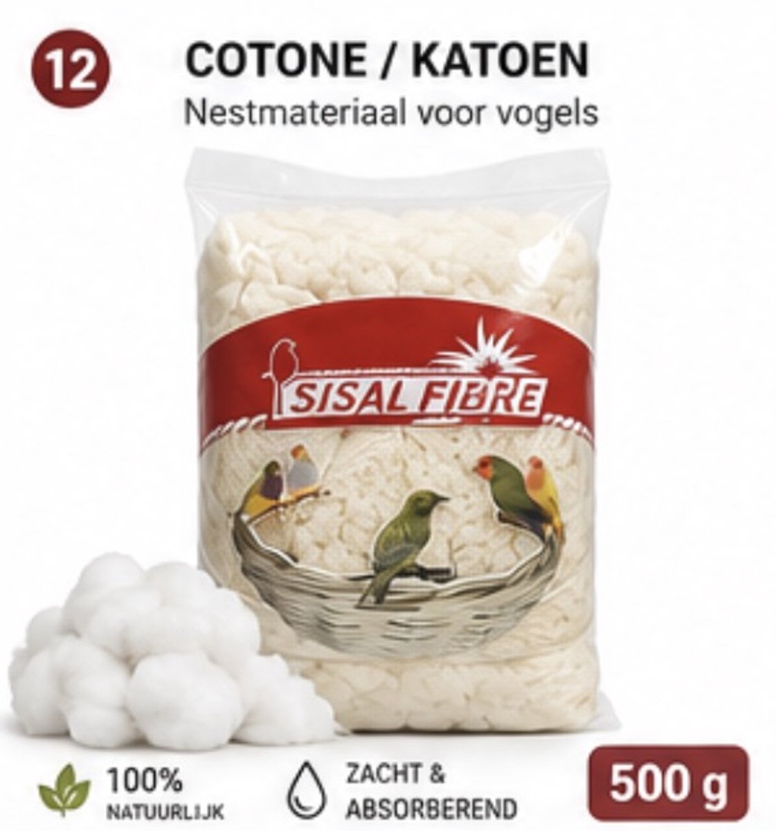 Sisal Fibre Nestmateriaal Katoen 500 g