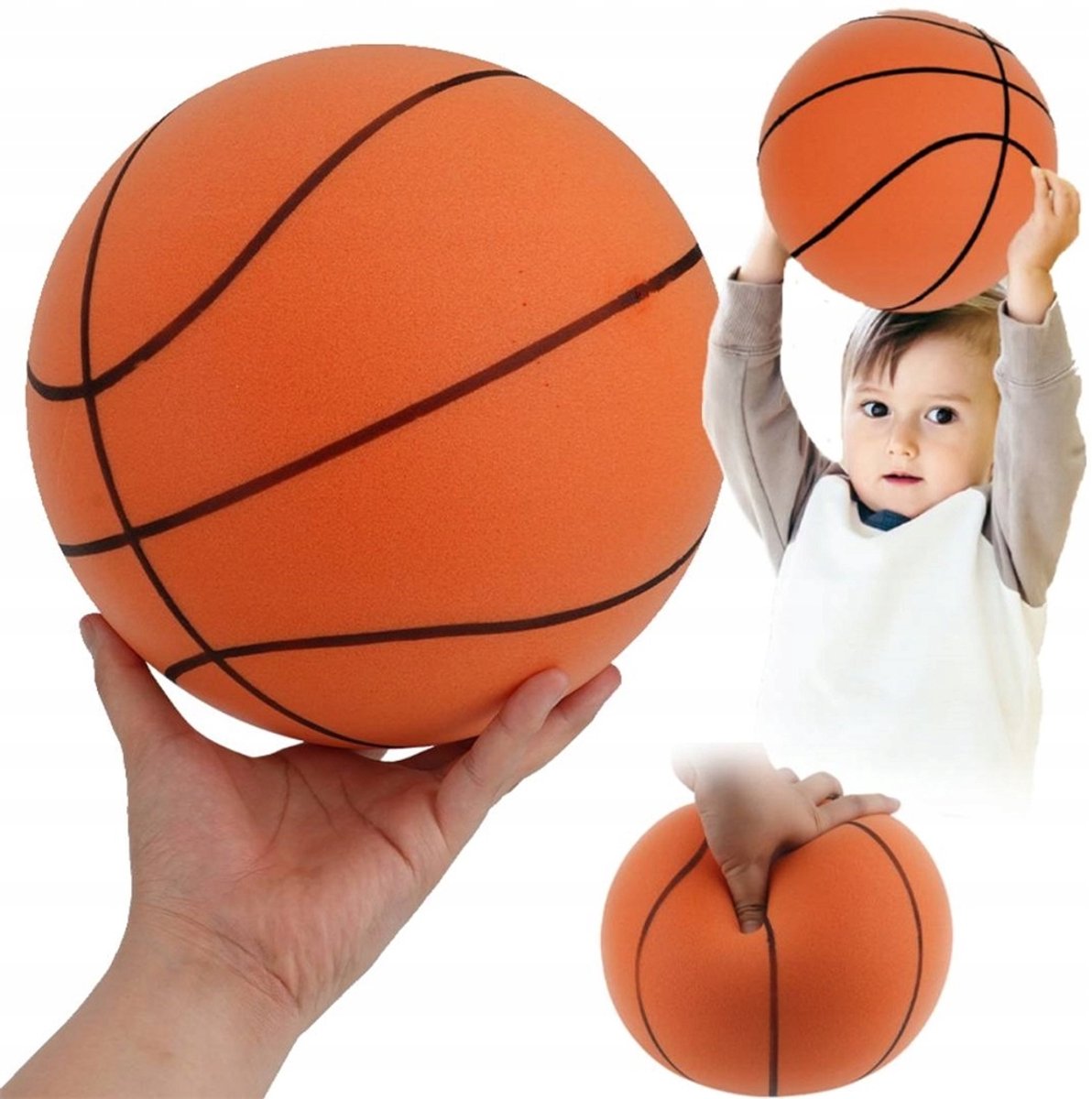Stille Basketbal - Zachte Foam Ball Voor Kinderen - Kinderbasketbal maat 7 - Schuimrubberen Bal - Binnensport Speelgoed - Goede Stuitkracht - Geluidsarm - 24CM - Voor Binnen & Tuin & Park