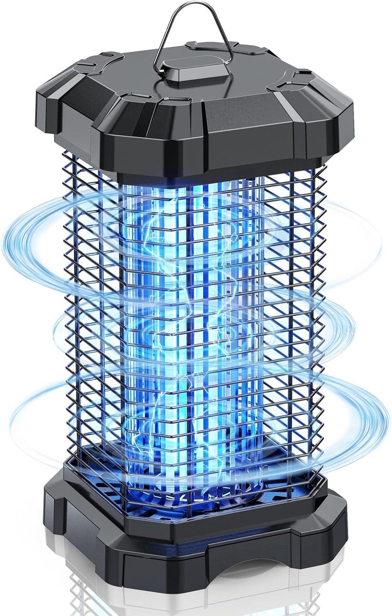 Muggenlamp - Zwart - 15,1 x 15,1 x 28 cm - Elektrische Insectenverdelger met UV-licht - Voor Binnen en Buiten