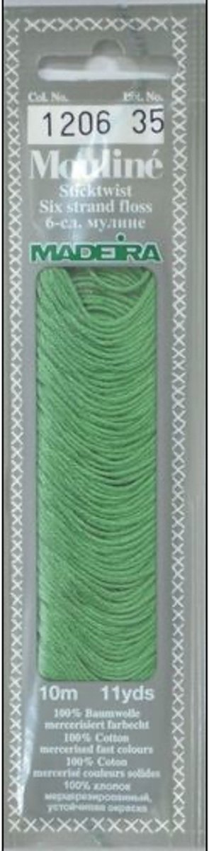 Borduurgaren Madeira Mouline 10 meter 6 draads splijtgaren - groen (1206)