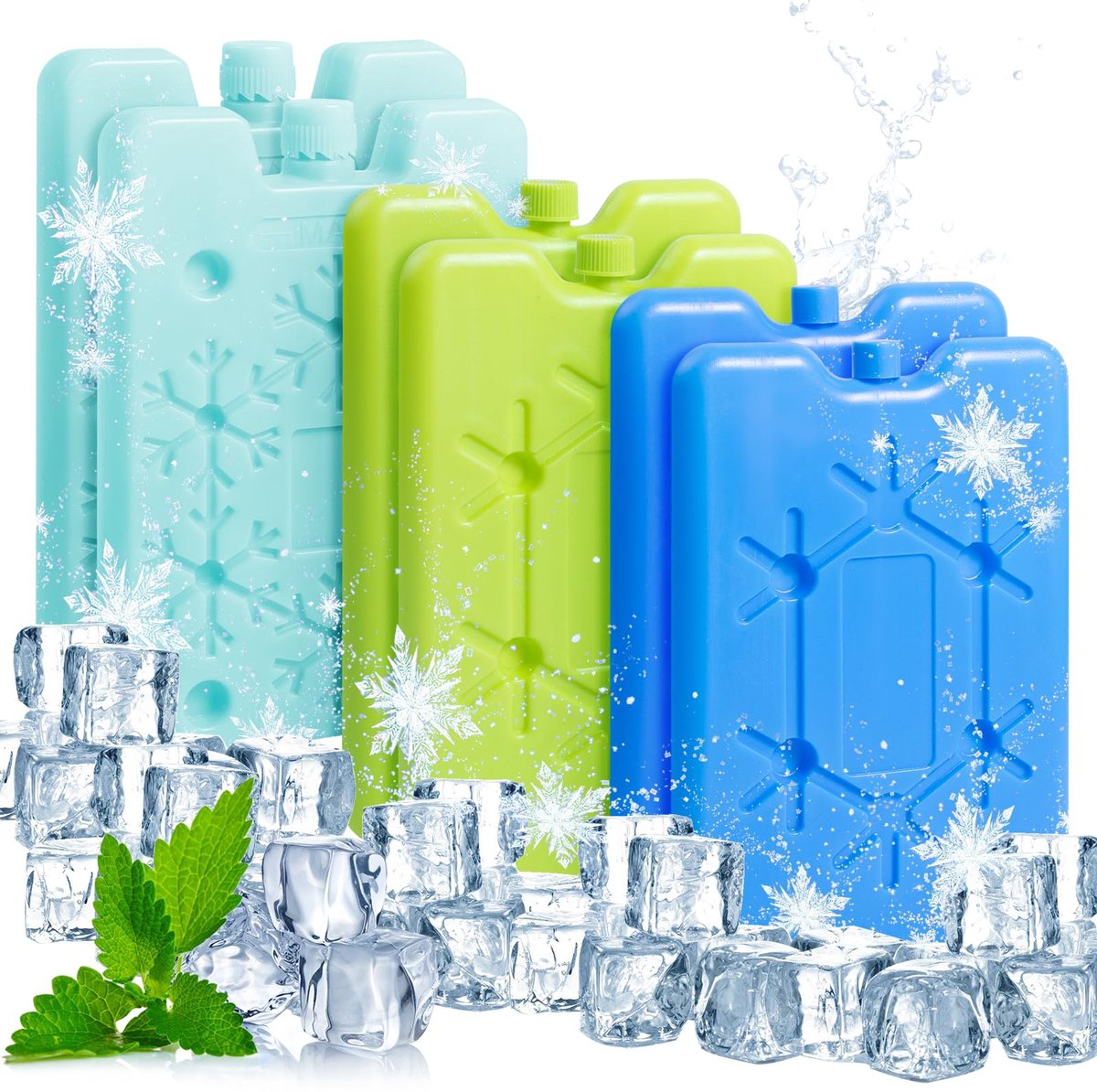 Parastar 6 stuks koelaccu's voor koeltas, 200 ml, 400 ml koelaccu's voor - ShopVlot
