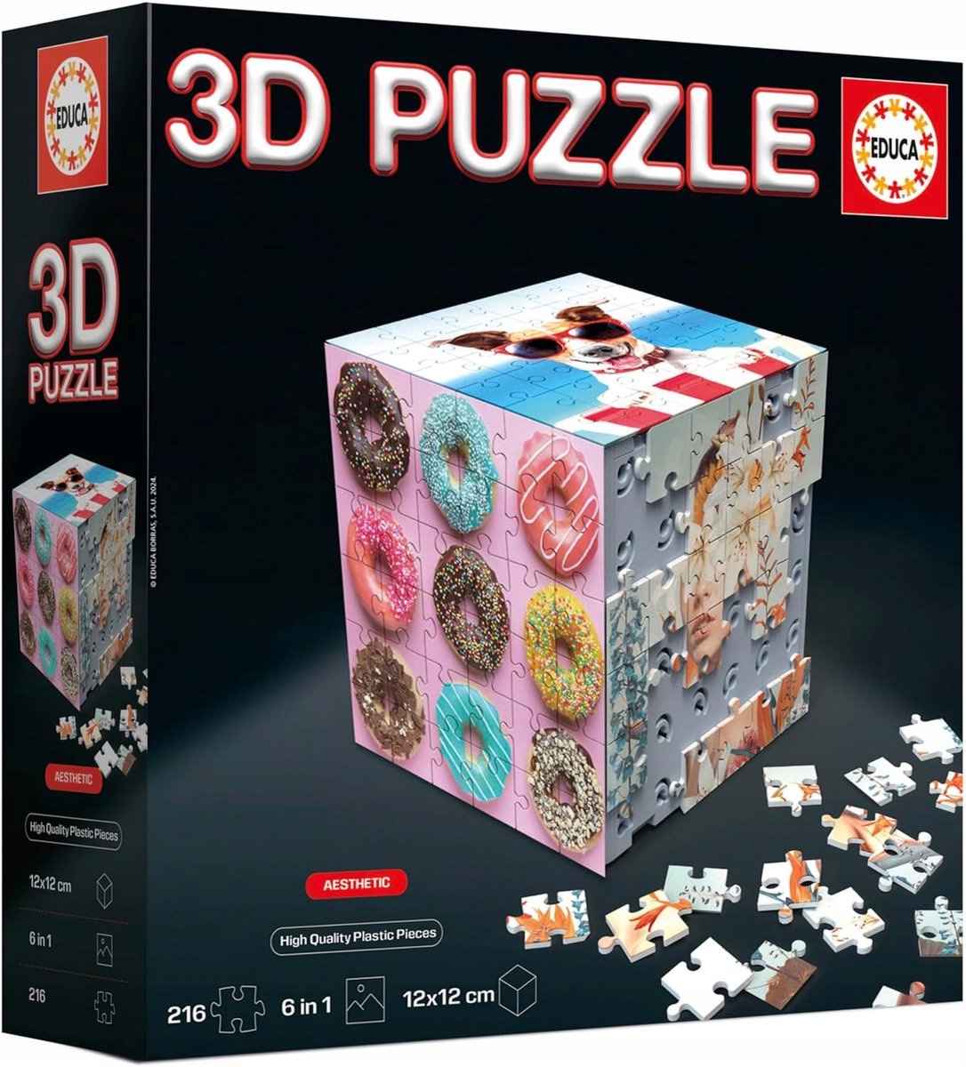 3D Kartonnen Kubus Puzzel 6-in-1, 216 Elementen, Vanaf 6 Jaar