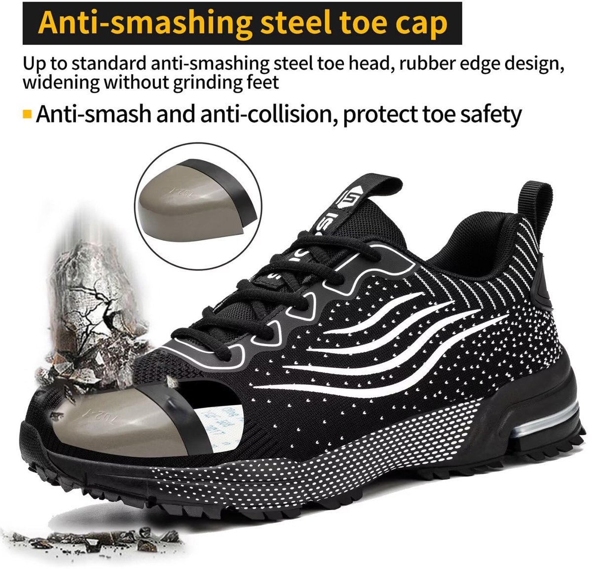 Werkschoenen Heren Dames Veiligheidsschoenen met Stalen Neus Lichtgewicht Comfortabele Ademende Beschermende Schoenen - ShopVlot