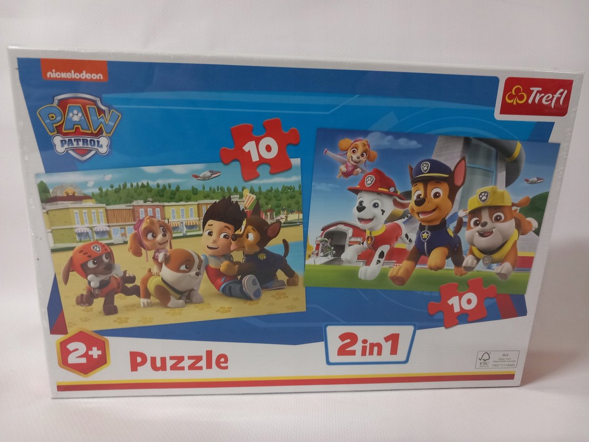 Paw Patrol Babypuzzel 2x10 Stukjes - 2 Jaar+