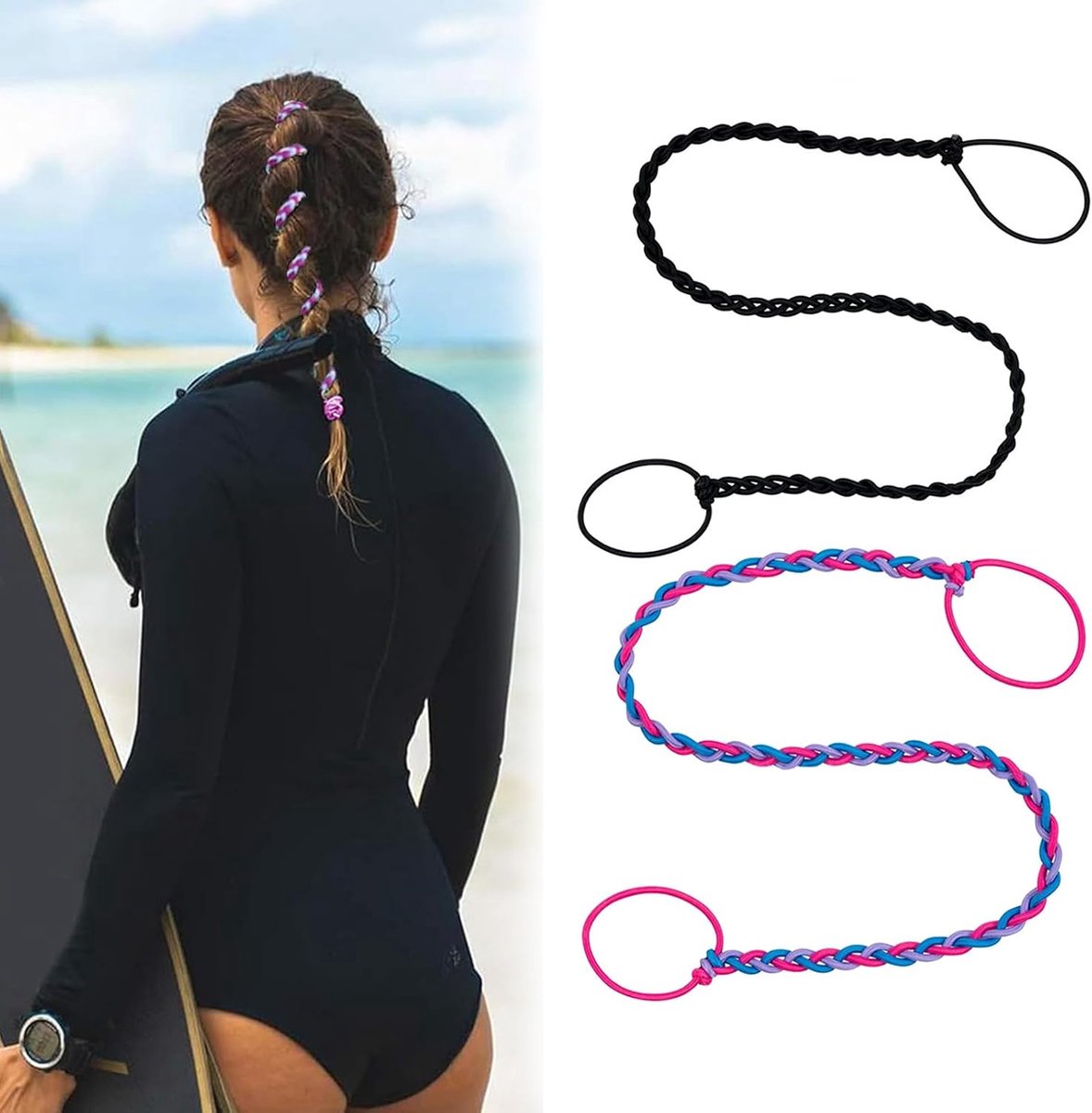 Haarelastieken Set van 2 - Zachte Scrunchies voor Dames - Geschikt voor Sport en Zwemmen - Dagelijks Haaraccessoire in Rood en Zwart