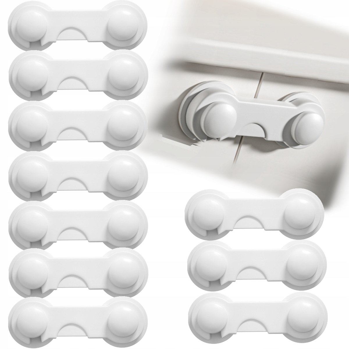 Set van 10 Kinderbeveiliging Lades & Kasten - Wit