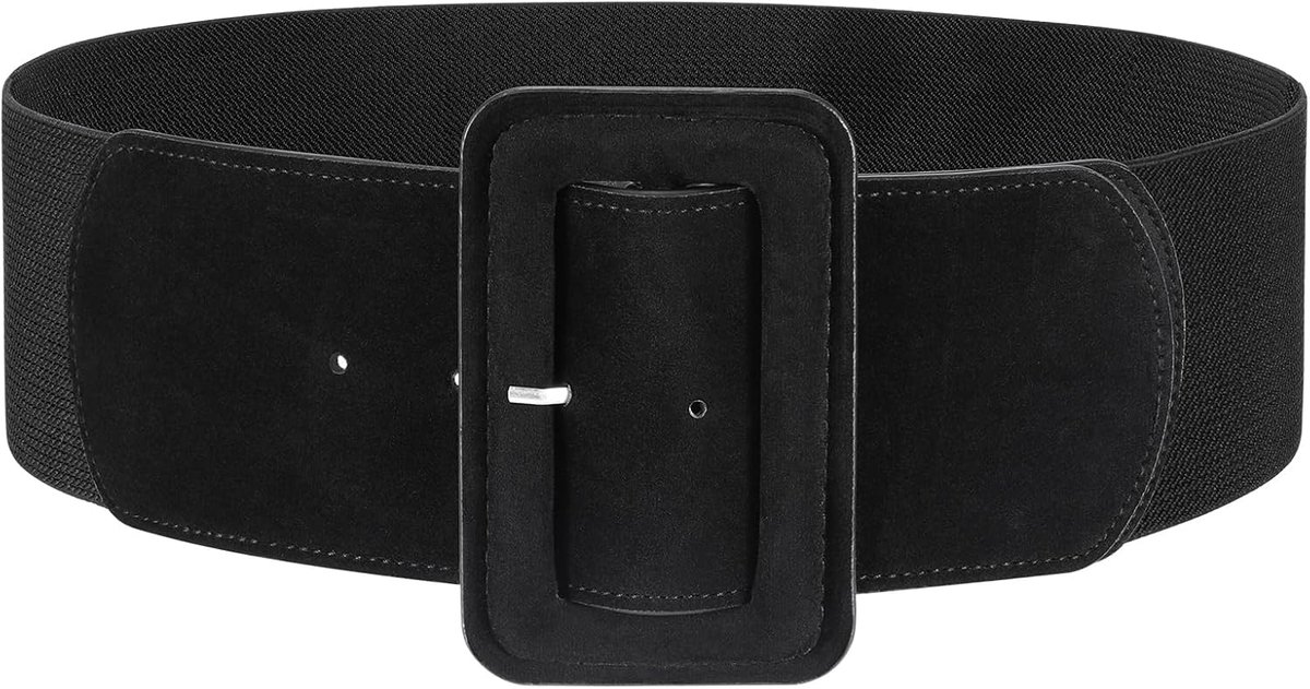 JasGood Women's Wide Belt Vintage Elastic Waist Belt Wide for Dress Coat, Black - ShopVlot