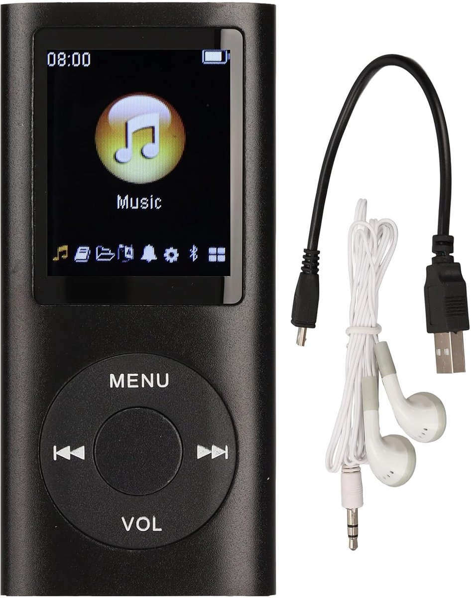 MP3 Player 64GB Portable With 1.8 Inch LCD Screen for Music - Multifunctional for Students and Kids (Black) - ShopVlot