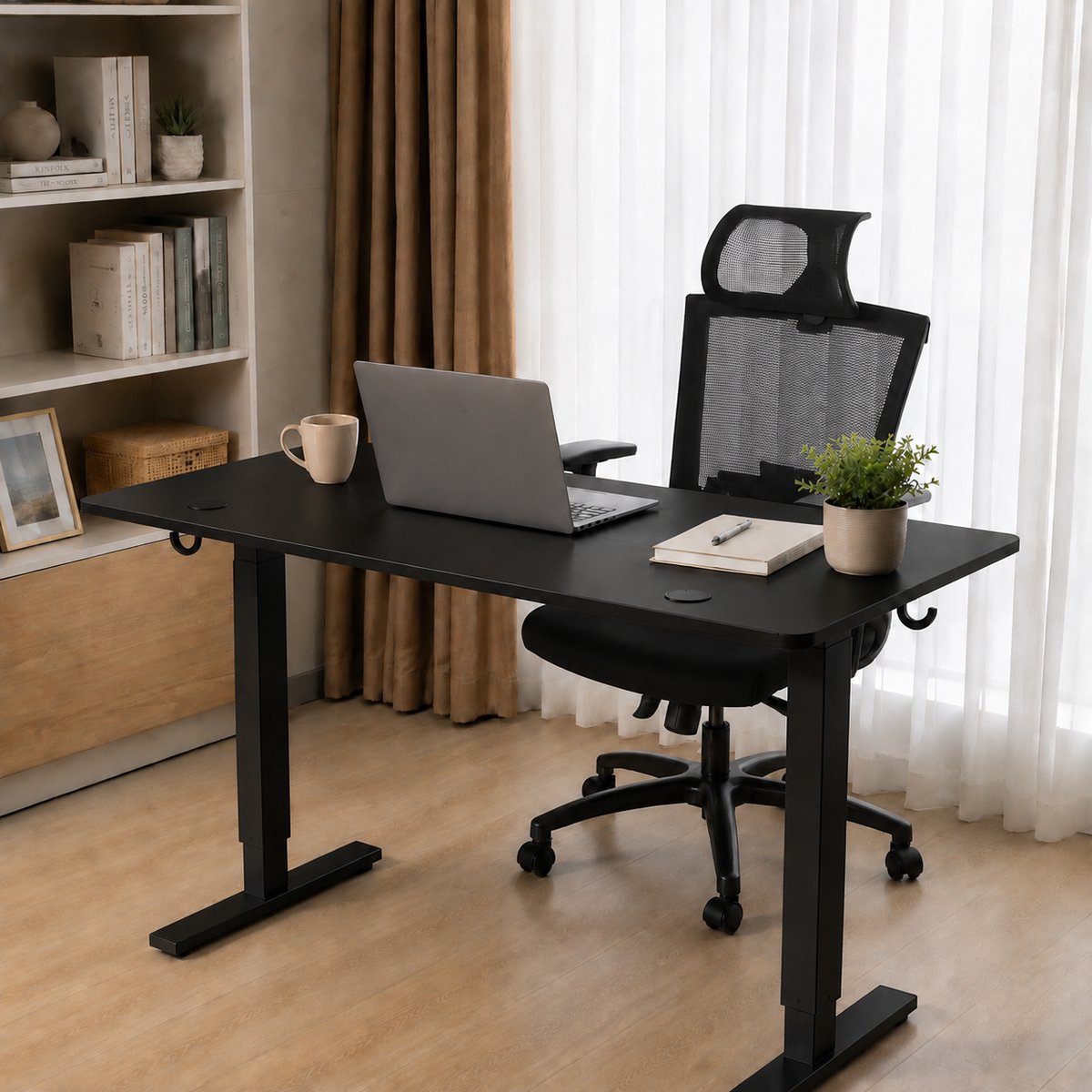 HOMAVO Elektrisch Verstelbaar Bureau 80×160cm- Zit-Sta Bureau met Geheugenfunctie - Anti-Botsingssysteem - Stil Elektrisch Liftsysteem - Hoogte 70-117 cm - Draagvermogen 70 kg thumbnail 5
