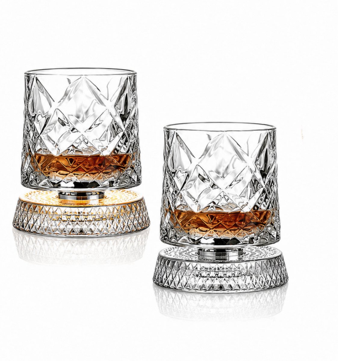 Casalora 270 ml Casalora Whiskeygla - 360° - Roterende Bodem met LED Verlichting - Drinkglas voor Whisky en Sterke Dranken - B
