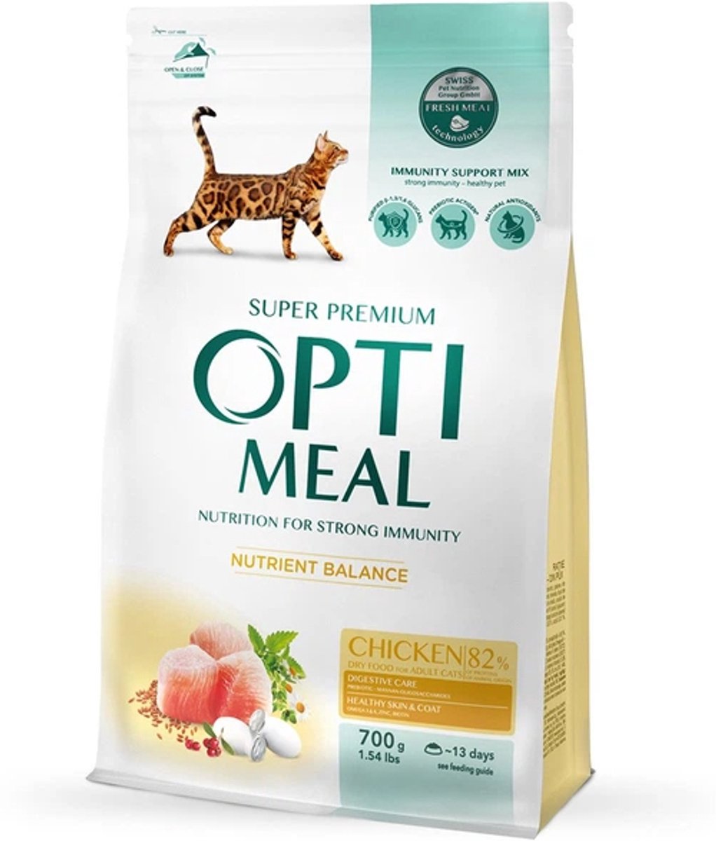 Optimeal OptiMeal volledige uitgebalanceerde voeding met kip – volwassen katten 700 gram