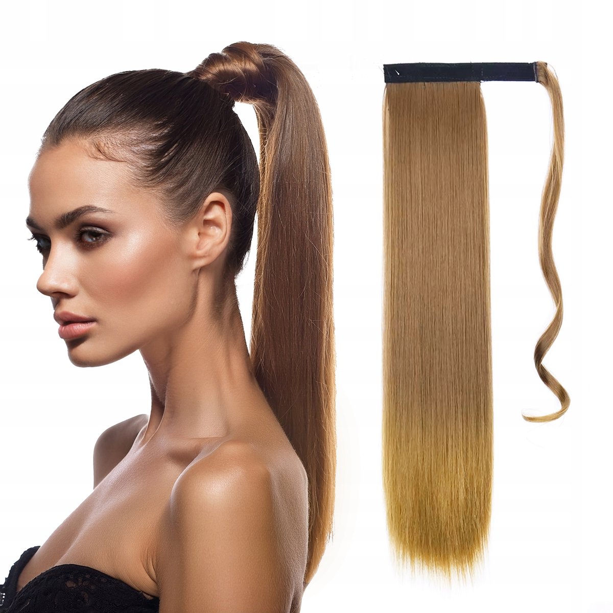 Ombre Bruin Ponytail Clip-in Haarstuk 60cm 140g Synthetisch