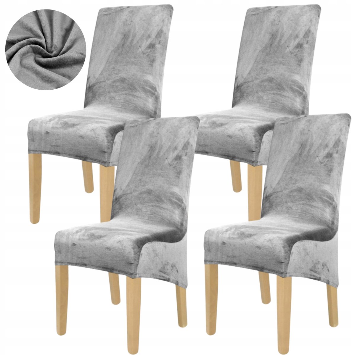 4x XL Stoelhoes Linnen Grijs Elastisch Universeel Luxe Velours