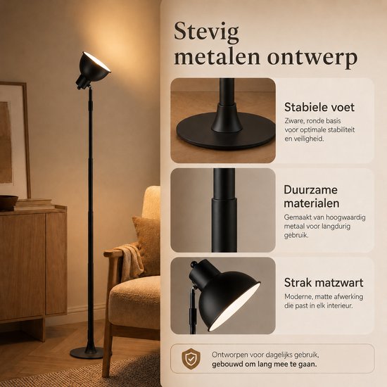 Rosnek 2-in-1 Tafellamp en Vloerlamp - Dimbaar - Staande Leeslamp - Dimbare Bureaulamp en Sfeerlamp - In Hoogte Verstelbaar - Woonkamer, Slaapkamer & Kantoor van Rosnek — afbeelding 4