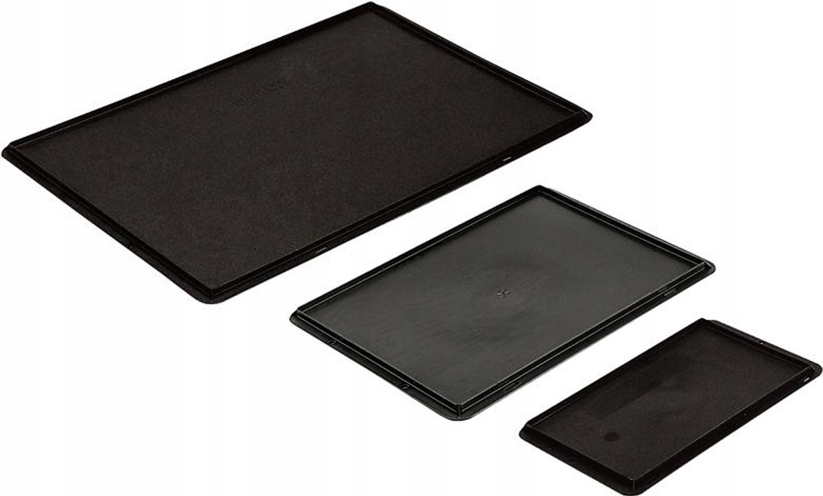 Deksel voor stapelbare transportkratten, 814x614x44 mm, zwart