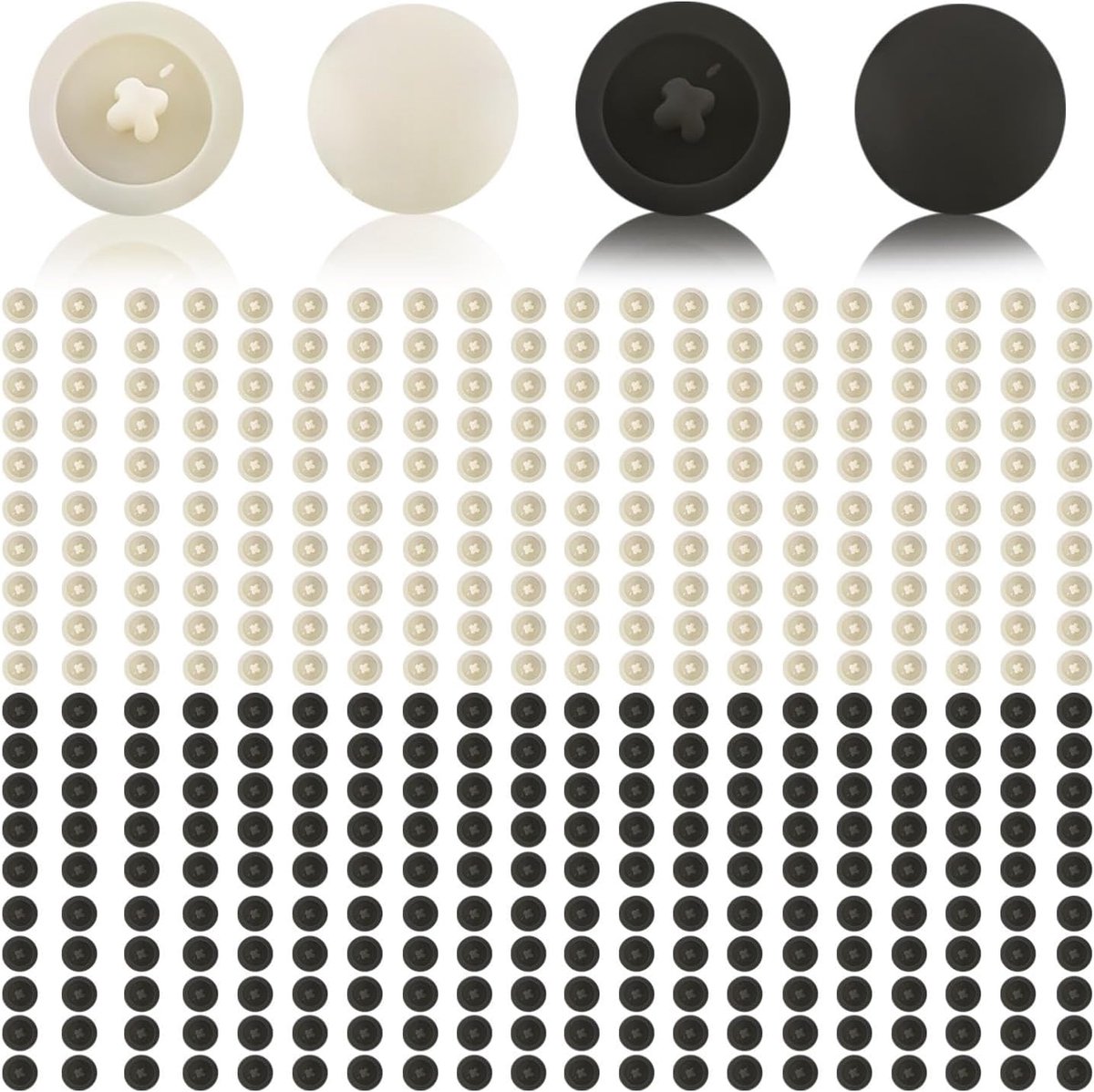 Kunststof Phillips Schroef Decoratieve Doppen 12 Mm - Zwart-Wit - Voor Meubelreparatie - Set van 400 - ShopVlot