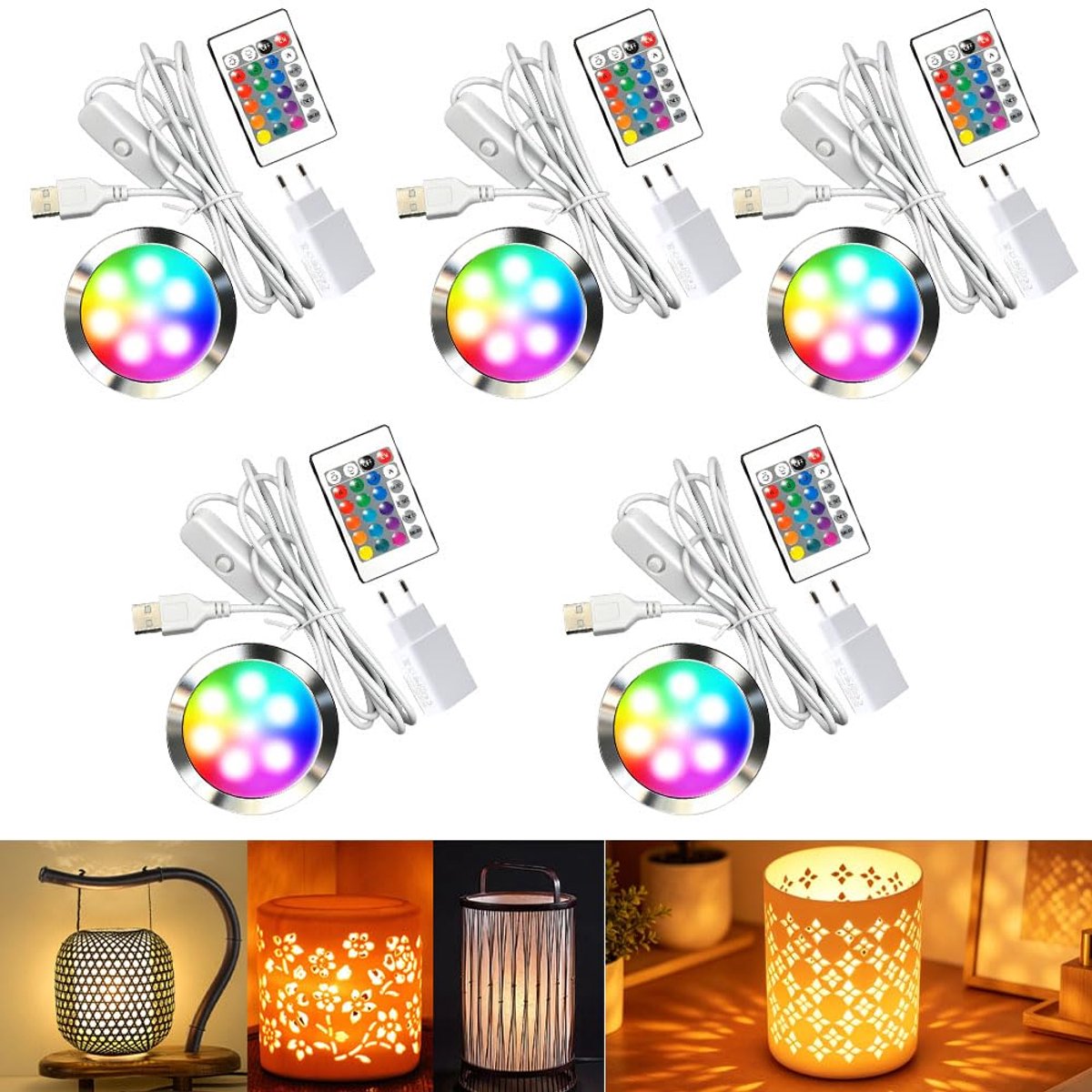 3D printer LED lichtset - 5 stuks afstandsbediening RGB lamp - 16 RGB verlichting - voor Bambu Lab 3D printers - ShopVlot