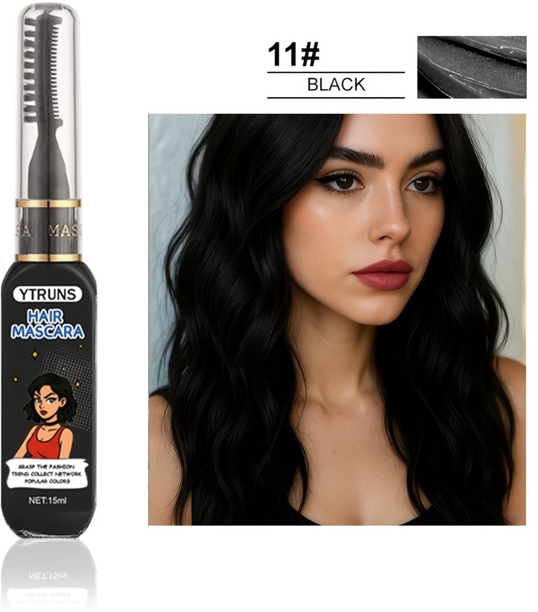 Tijdelijke Haarmascara 11 Black – Uitwasbare Haarkleur voor Highlights & Styling