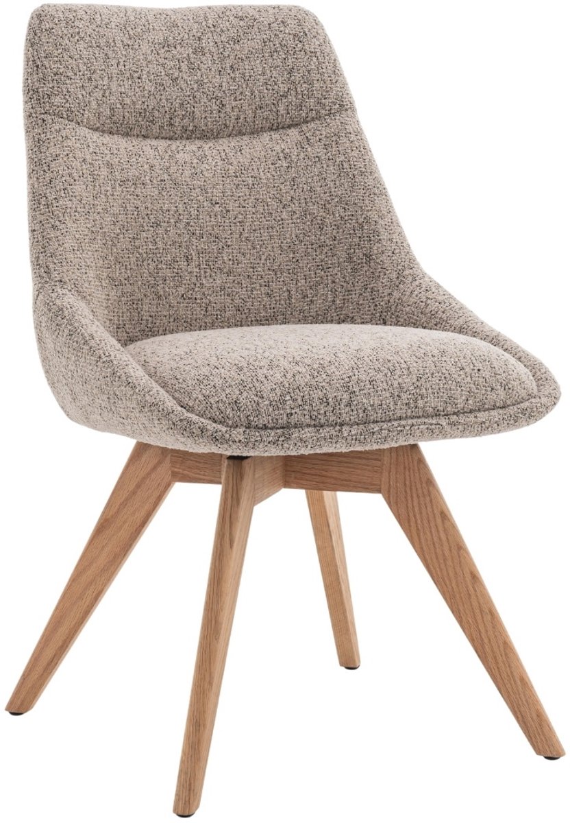 DÉJA Living Eetkamerstoel Malou - Taupe/Naturel - Draaibaar - Set van 2