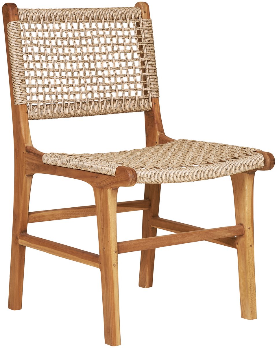 House Nordic Eetkamerstoel Derby - Teak/Rotan - Excl. Armleuning - Set van 2
