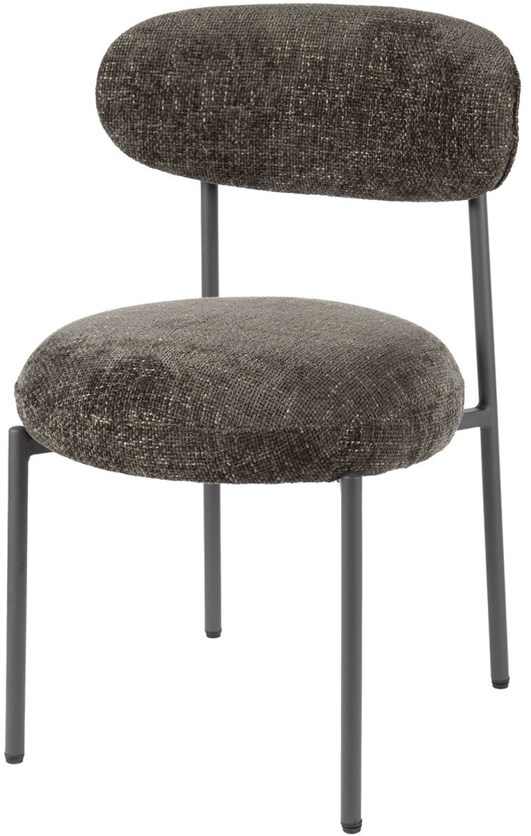 Giga Meubel Eetkamerstoel Round Tissee - Bruin Stof - Set van 2