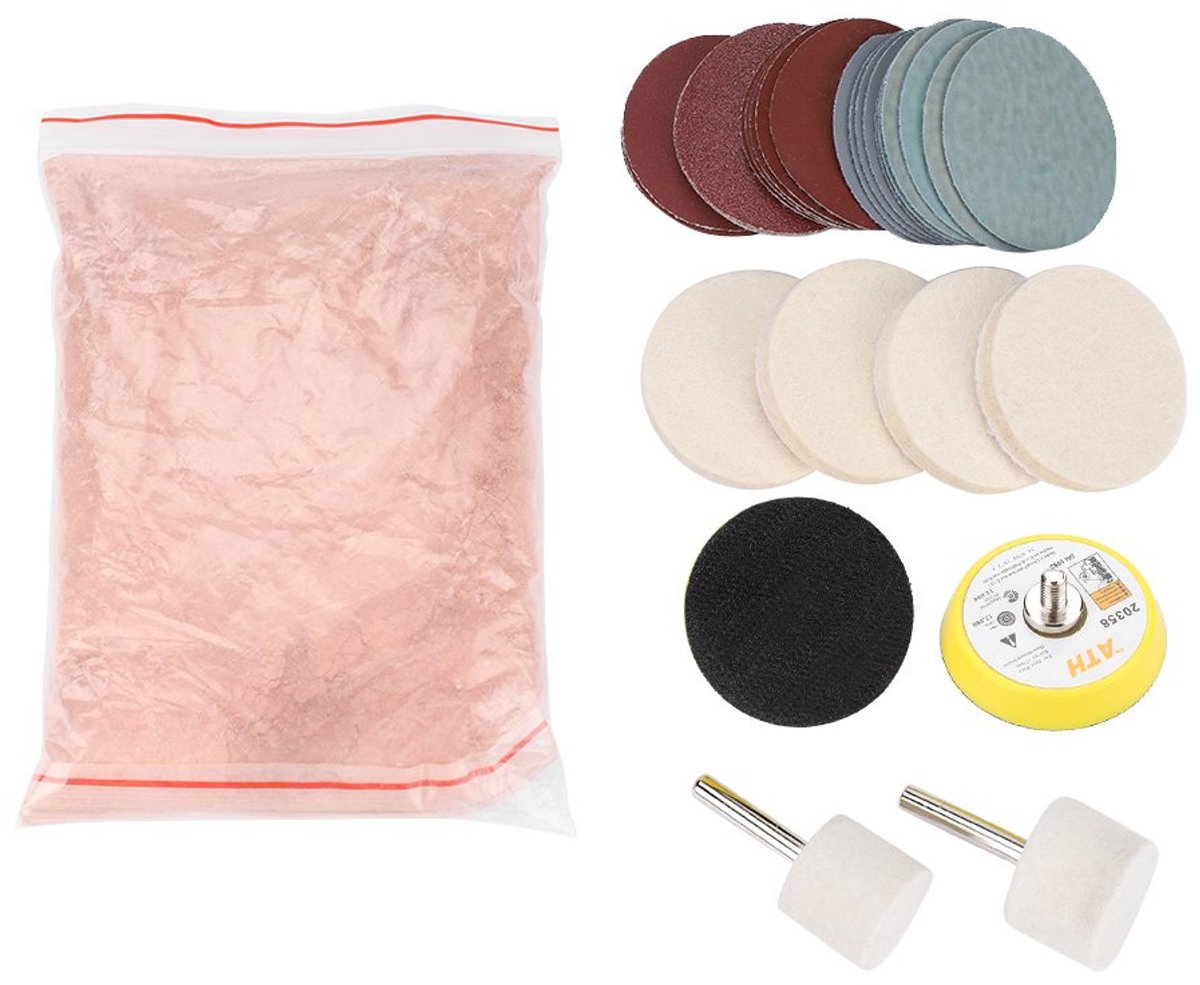 Glas Polijstset - Ceriumoxide Polijstpoeder - Velcro Polijstwiel - Eenvoudig krasherstel voor ramen - ShopVlot