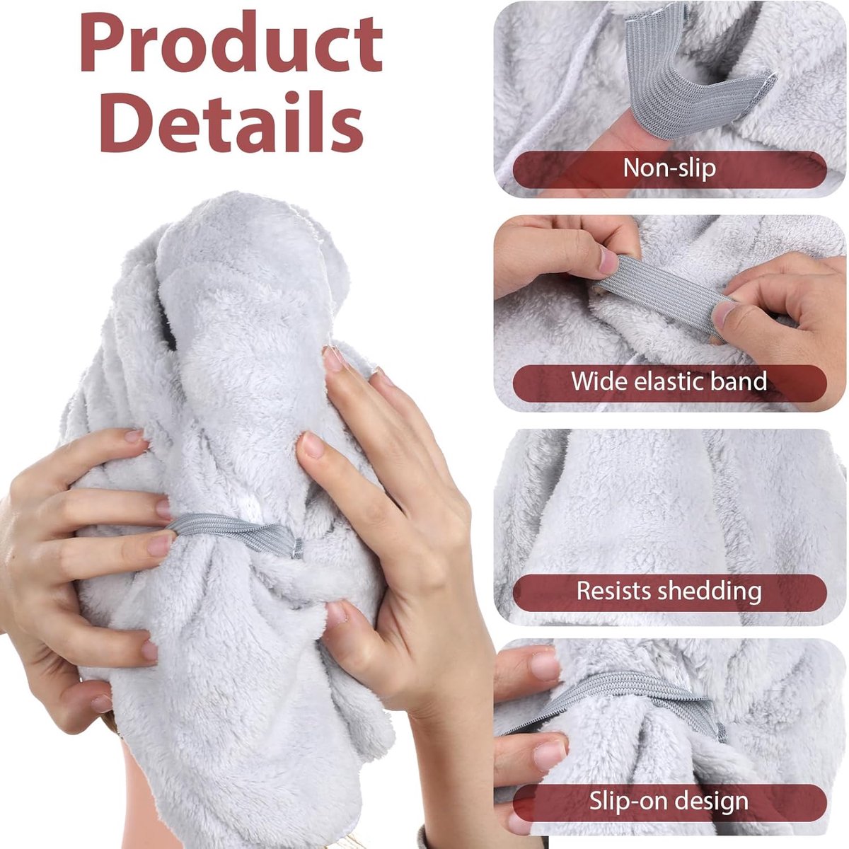 Microvezel-haarwikkels 70 x 24 cm - super absorberend - sneldrogend - ideaal voor krullend en nat haar - ShopVlot