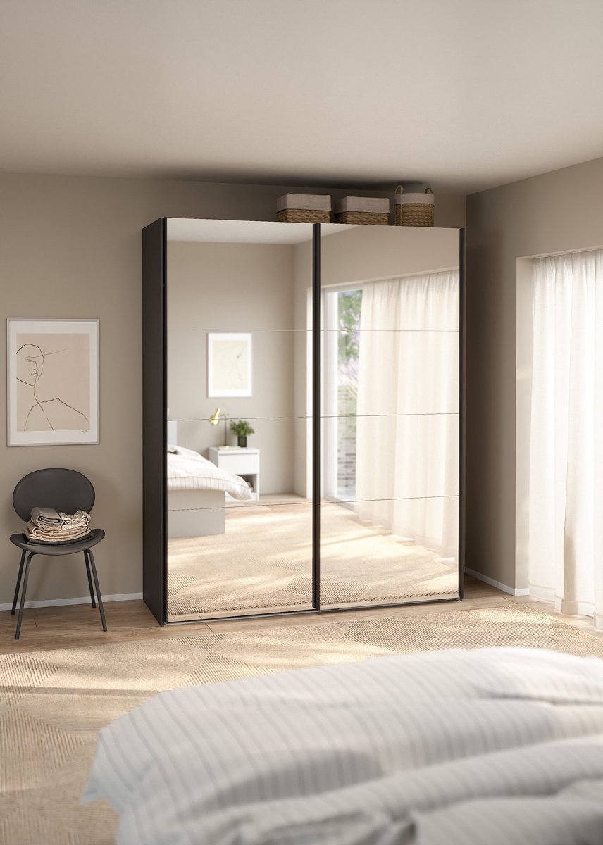 Giga Living Kledingkast Catania - Grijs - Incl. Spiegel - 179x67x220cm
