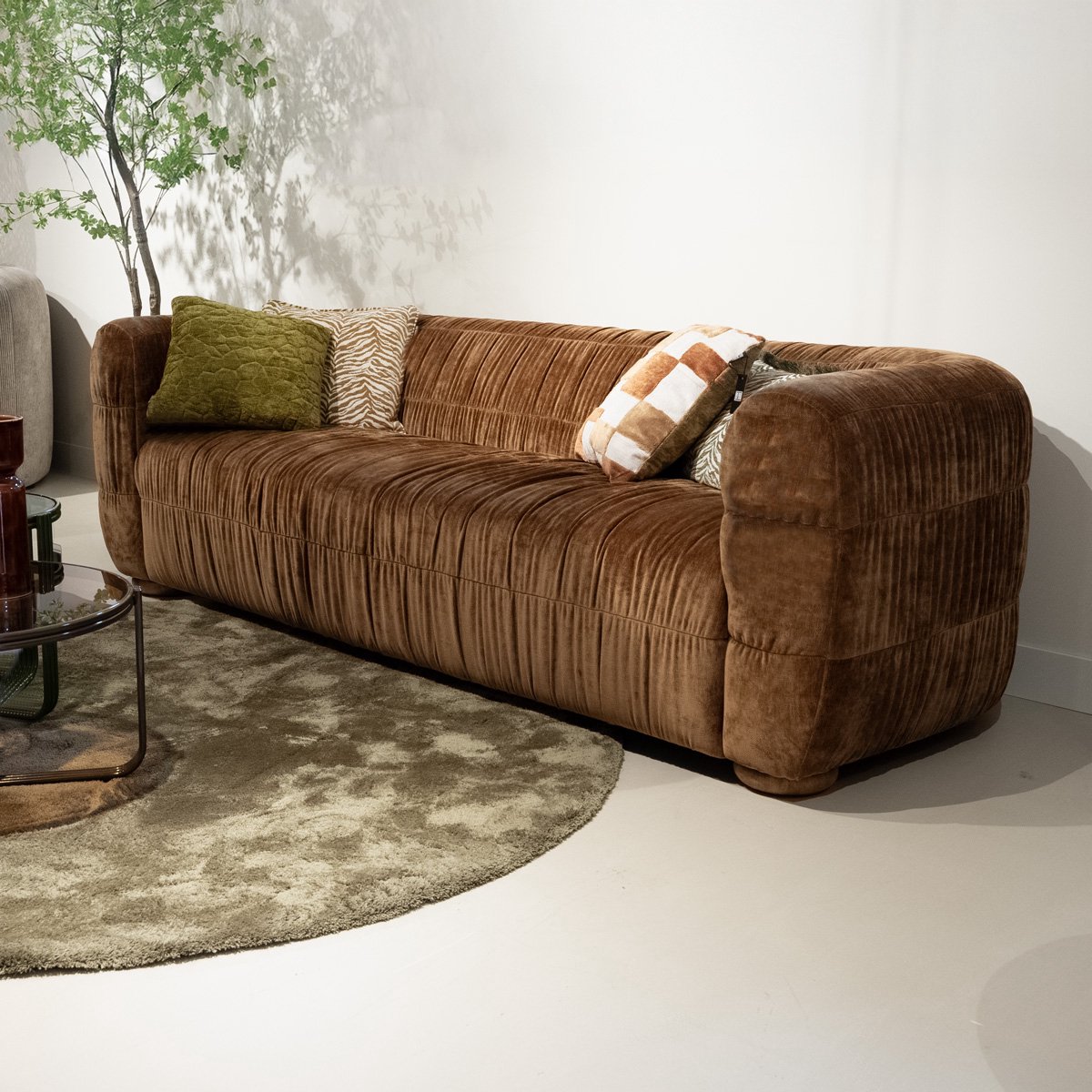 DÉJA Living 3-zits Bank Matre - Bruin Stof - 240x97x75cm
