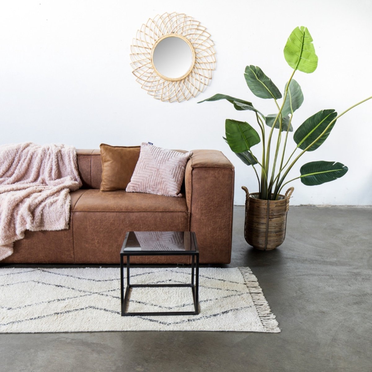 Vloerkleed Beige - Laagpolig - 90x250cm - Rechthoekig - Bonam - Giga Meubel