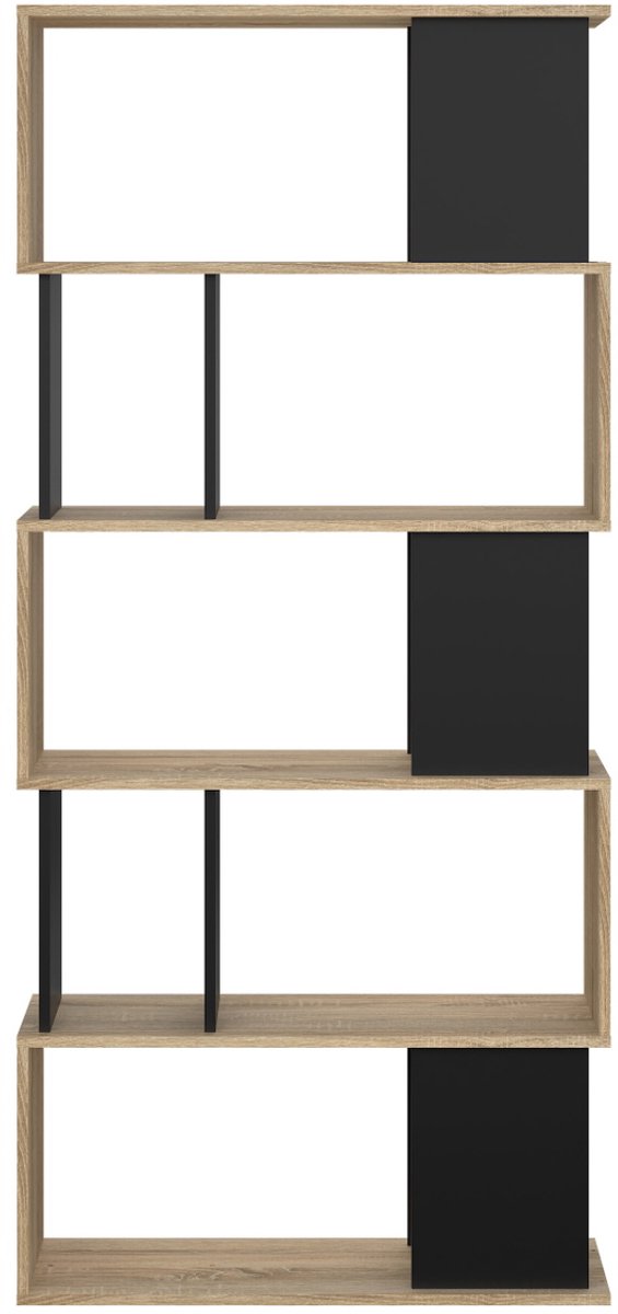 Giga Living Boekenkast Maze - Zwart/Naturel - 80x31x174cm