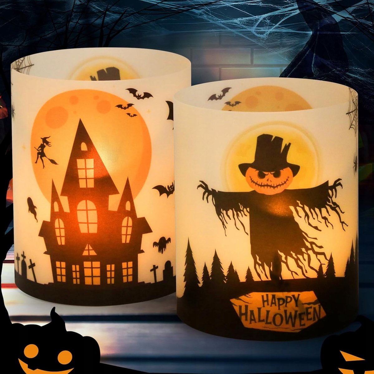 12x Halloween Kaarsenhouders Decoratie voor Feestjes en Huis