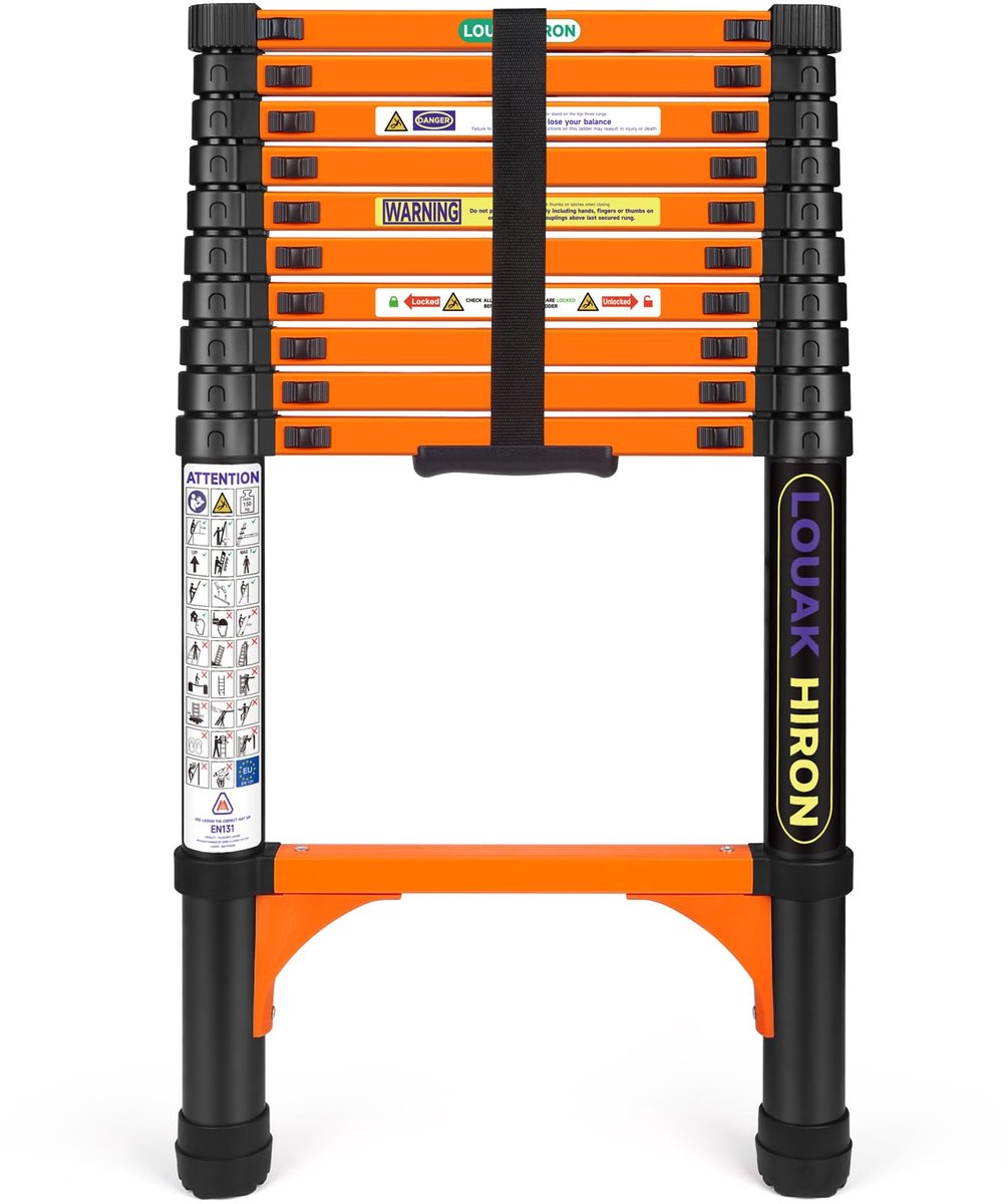 Telescopische ladder 3,2 m - uitschuifbaar - antislip - multifunctioneel gebruik - ShopVlot
