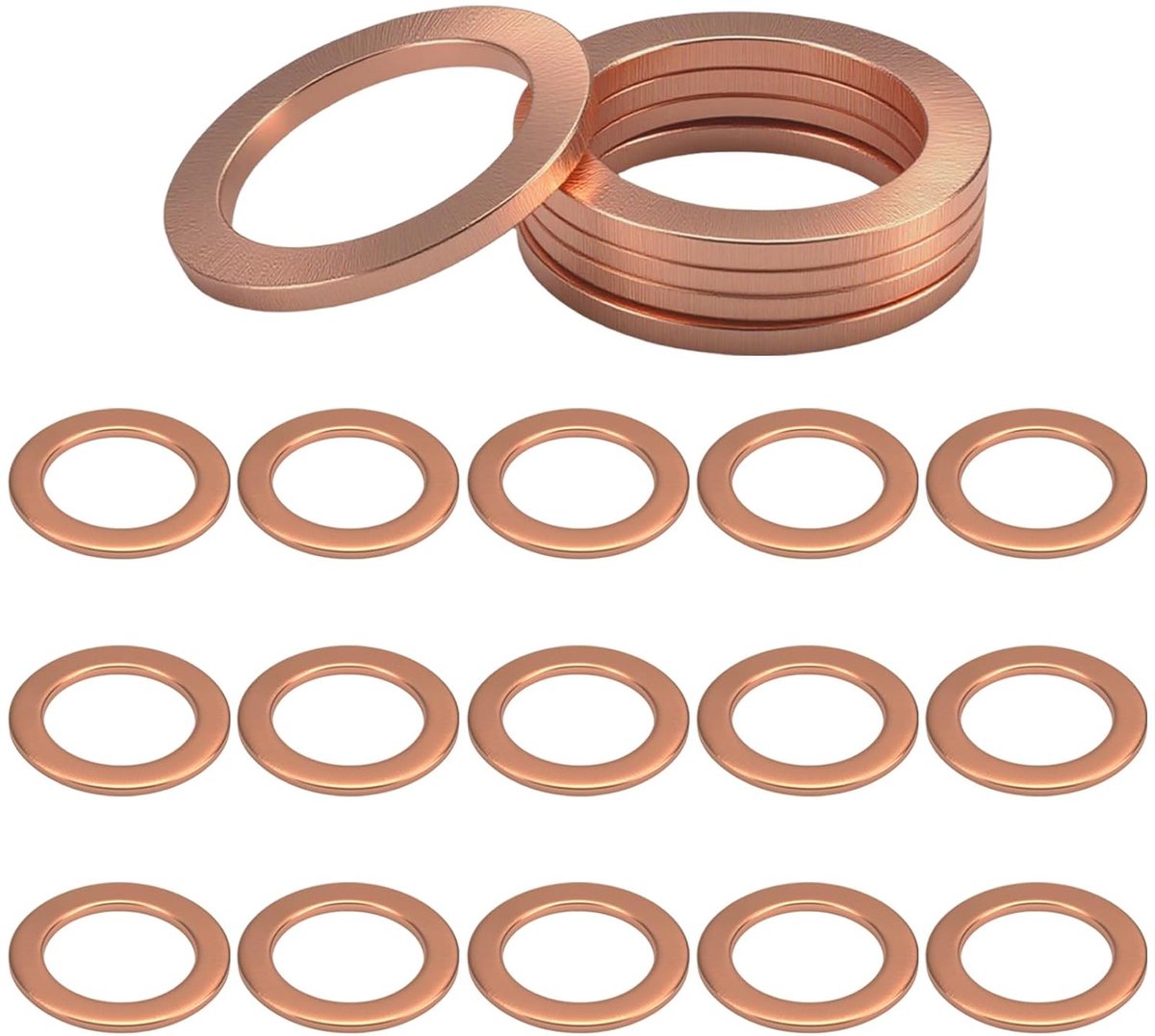Koperen ringetjes 20 stuks M14 x 20 x 0.3cm - plat - hoge kwaliteit - perfect voor afdichting - ShopVlot