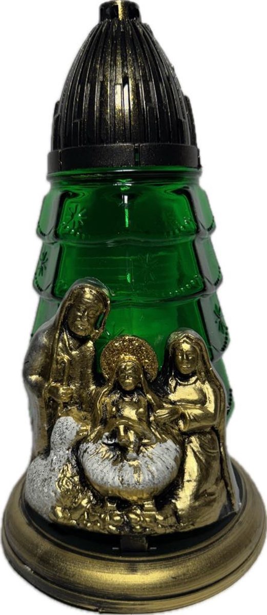 Groene Kerstboom Znicz met Gouden Accent en Applicatie - Incl. Vulling
